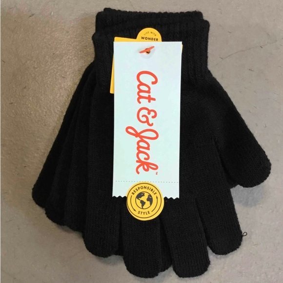 Cat & Jack KIDS' 3pk Gloves Black NWT - Picture 1 of 2